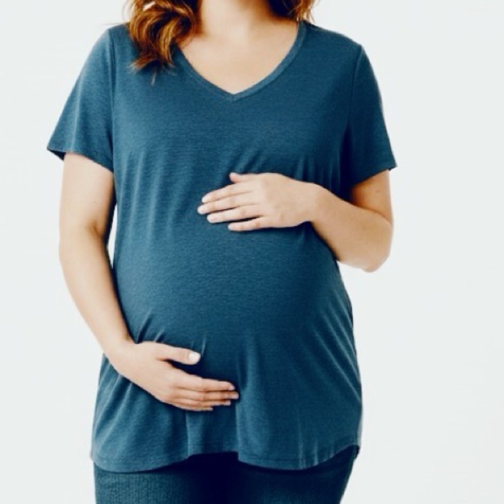 Liz Lange Deep Teal V-Neck Maternity Tee